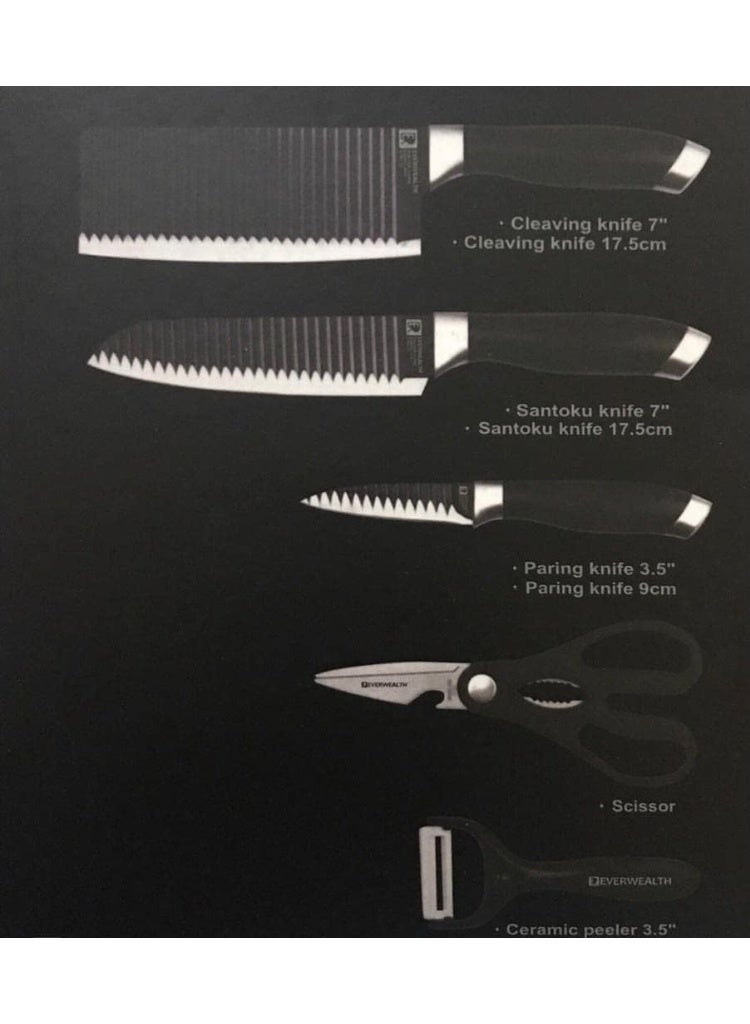 جلانس طقم سكاكين جلاس مكون من 6 قطع - مصنوع من الفولاذ المقاوم للصدأ - مع طبقة قوية مانعة للالتصاق - تصميم فريد بمقبض سهل الإمساك، آمن للغسل في غسالة الأطباق، - Image 5